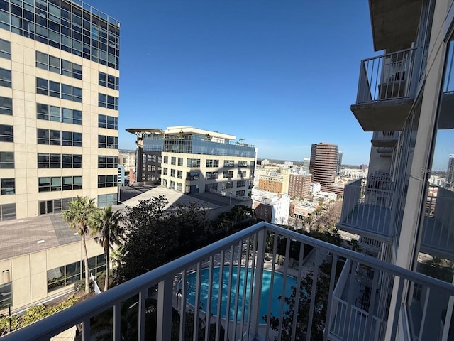 balcony with a view of city