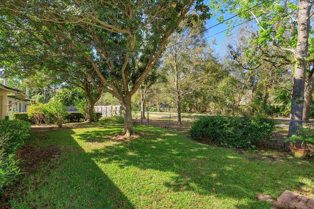 view of yard featuring fence