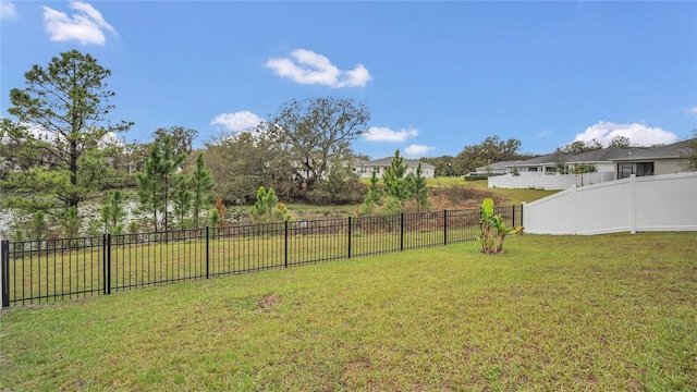 view of yard with a fenced backyard