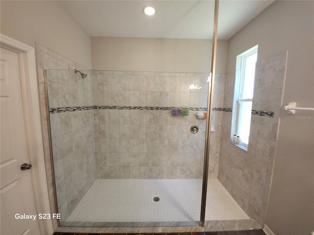 full bathroom featuring plenty of natural light and a walk in shower