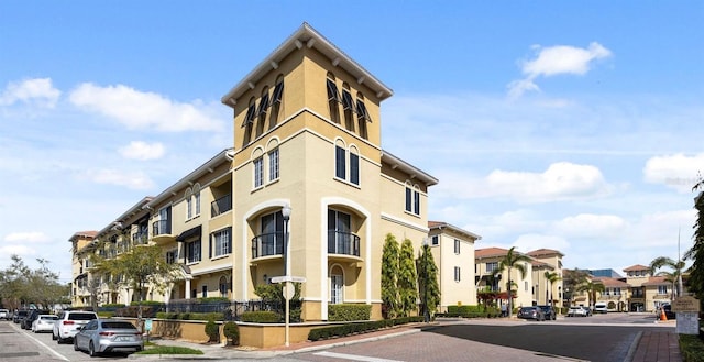 view of building exterior featuring a residential view