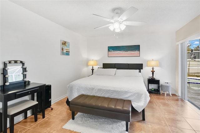 102 Ethan Ave, Davenport, FL 33897 - bedroom featuring light tile patterned floors, a ceiling fan, and access to outside