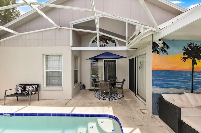 102 Ethan Ave, Davenport, FL 33897 - swimming pool with a patio area, ceiling fan, and a lanai