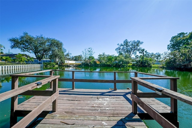 view of dock featuring a water view