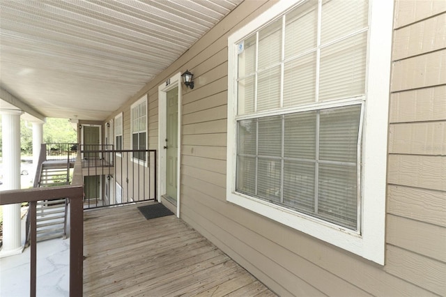 wooden deck featuring a porch