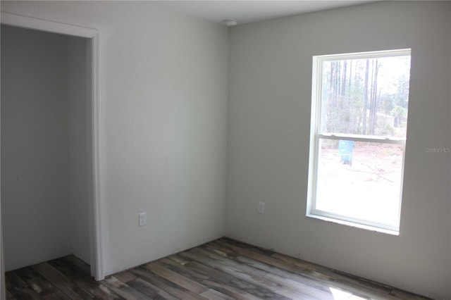 spare room with wood finished floors