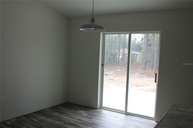 unfurnished dining area featuring wood finished floors