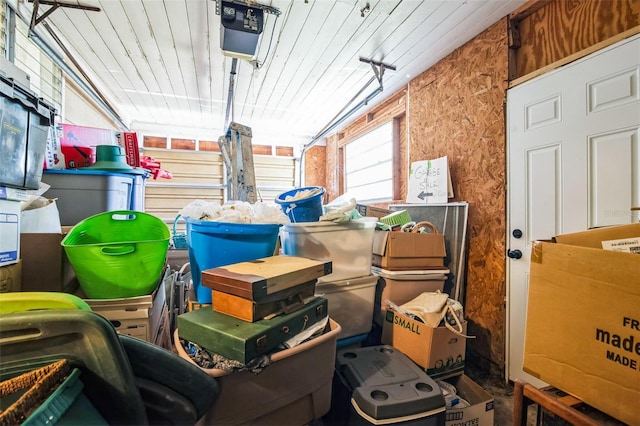 storage room with a garage