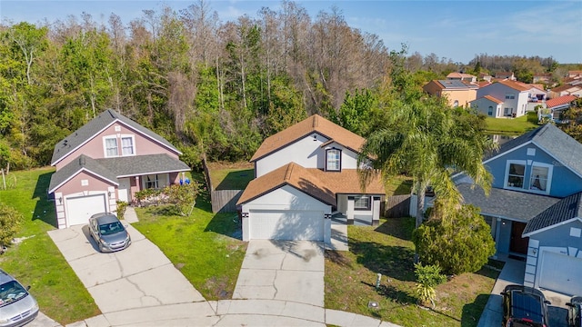 aerial view with a residential view