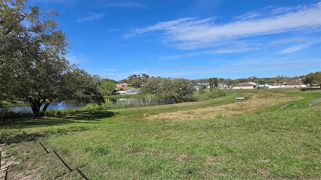 view of yard with a water view