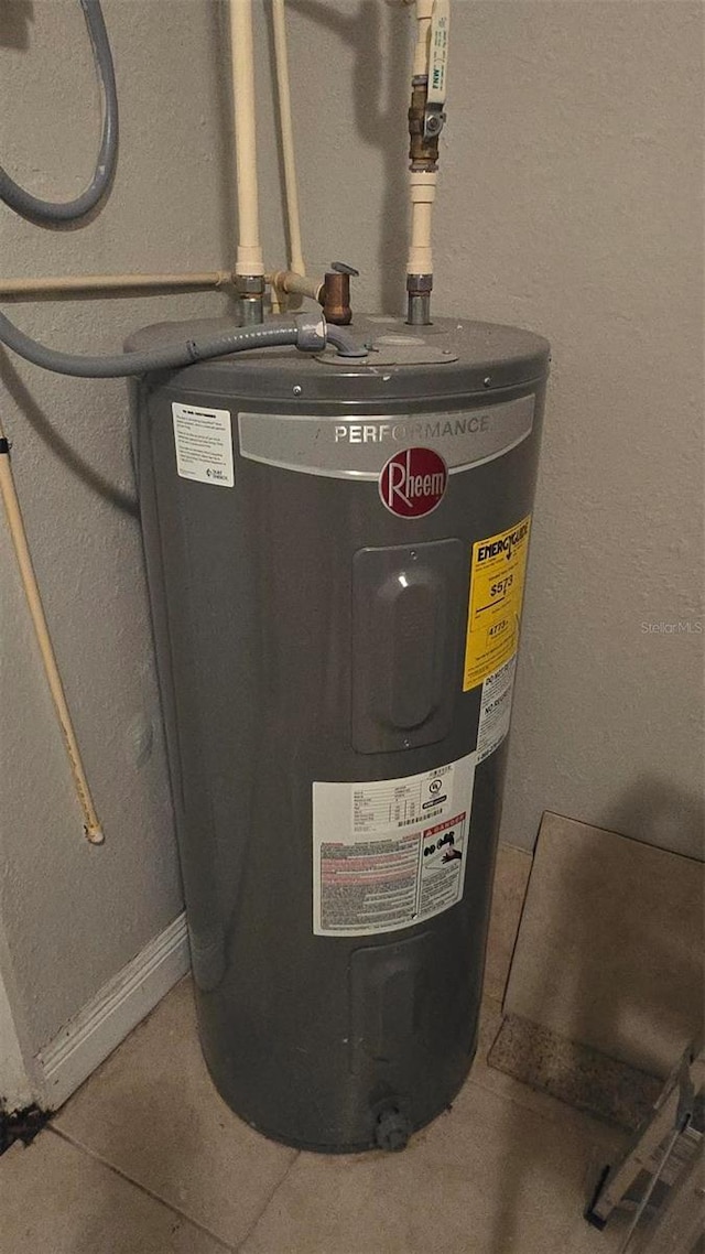 utility room with electric water heater