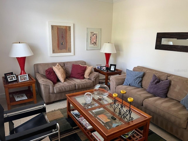 living area with a wall mounted air conditioner