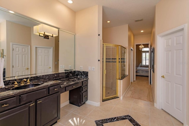1704 Kersley Cir, Lake Mary, FL 32746 - full bath with recessed lighting, vanity, tile patterned floors, a stall shower, and ensuite bath