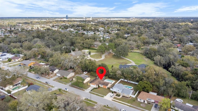 birds eye view of property with a residential view