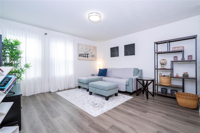 living room with wood finished floors