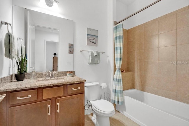2312 Datura Loop, Saint Cloud, FL 34772 - bathroom featuring shower / bath combination with curtain, vanity, and toilet