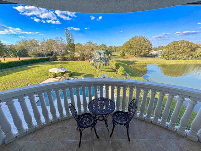 balcony with a water view