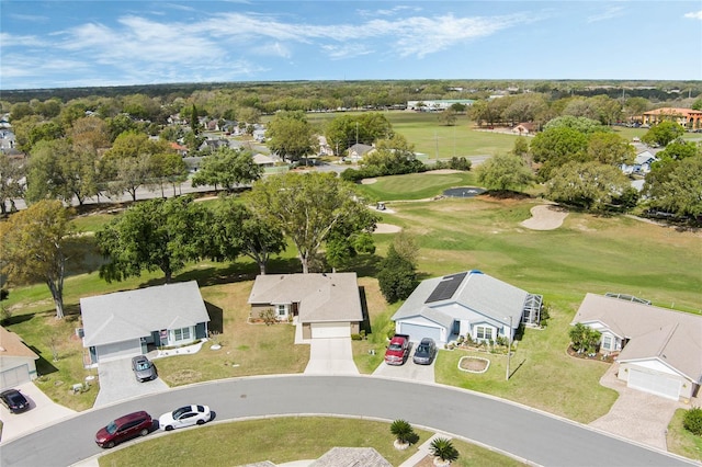 bird's eye view featuring a residential view and golf course view