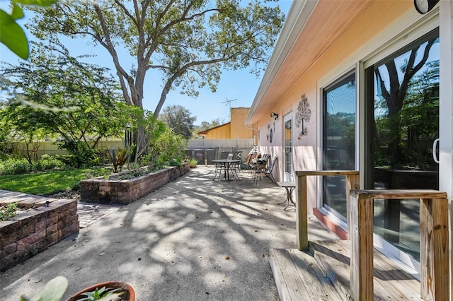 view of patio / terrace with a fenced backyard and outdoor dining space