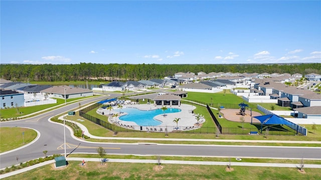 aerial view featuring a residential view