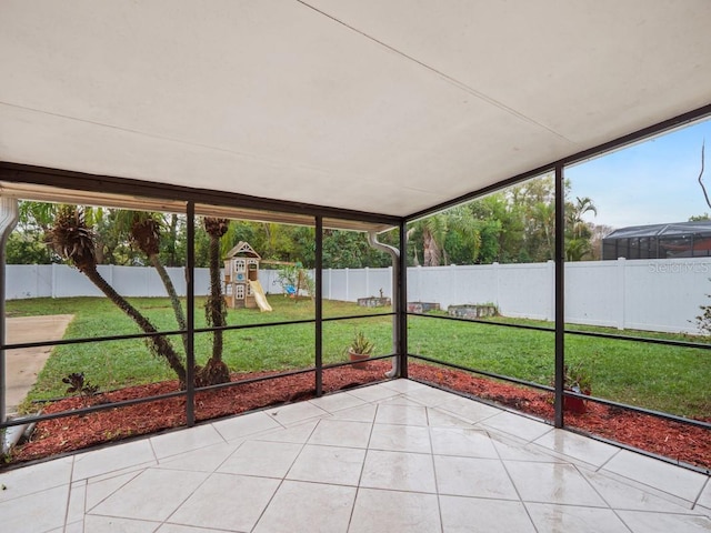 view of unfurnished sunroom