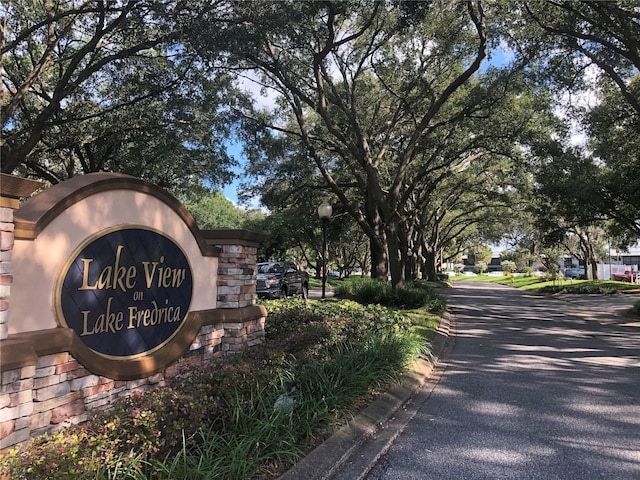 view of community sign