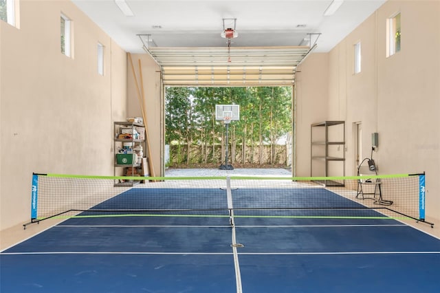 interior space with a garage door opener