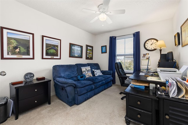 2817 Noble Crow Dr, Kissimmee, FL 34744 - office space with a ceiling fan, a textured ceiling, and light colored carpet