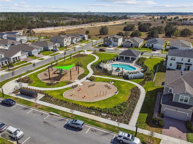 bird's eye view with a residential view