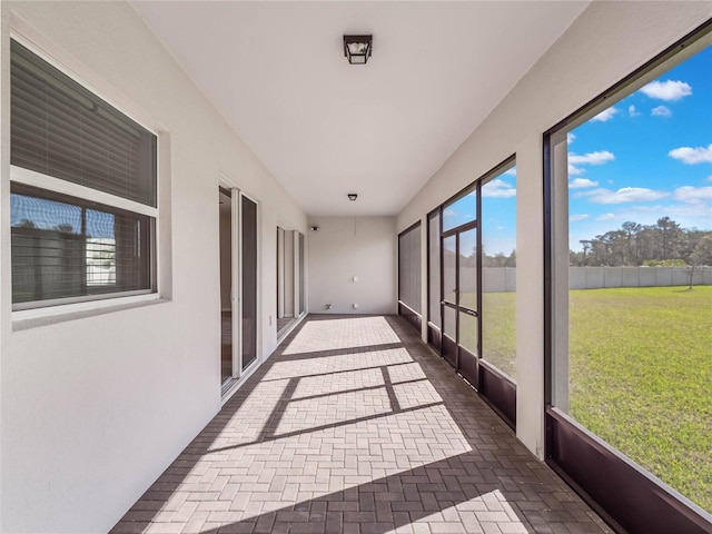 view of unfurnished sunroom