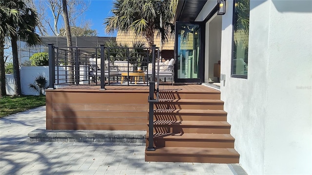 deck featuring fence