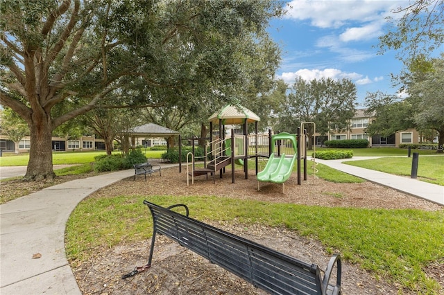 community play area with a yard