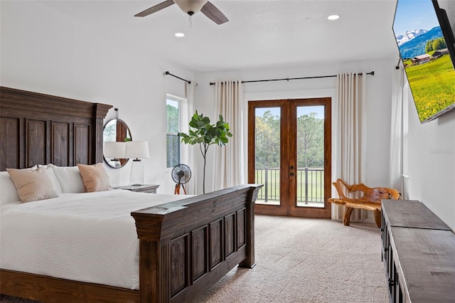 5500 State Road 33, Clermont, FL 34714 - bedroom with ceiling fan, recessed lighting, light carpet, access to outside, and french doors