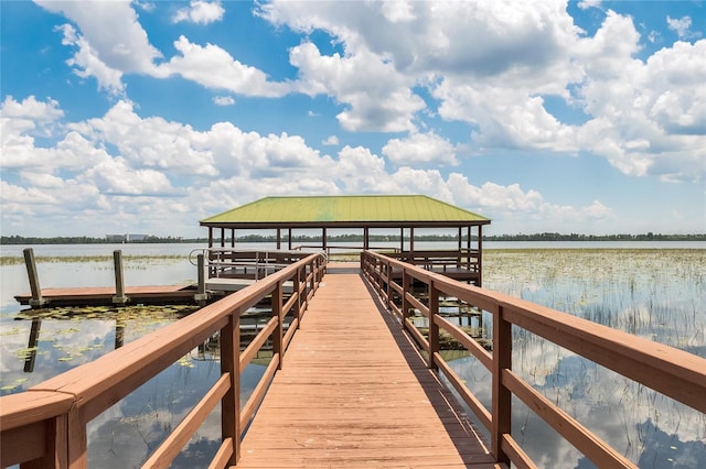 view of dock featuring a water view