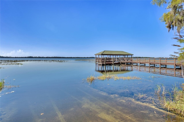 view of dock featuring a water view