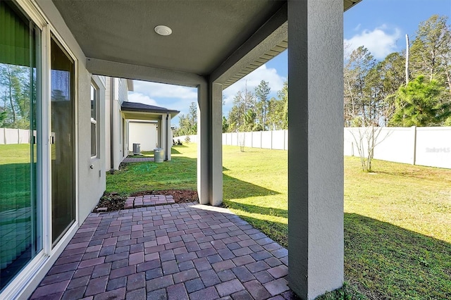 view of patio featuring a fenced backyard