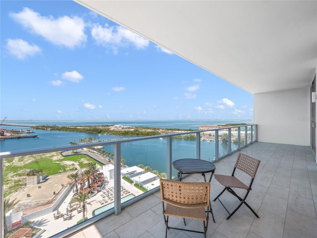 balcony with a water view