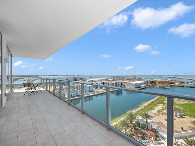 balcony with a water view