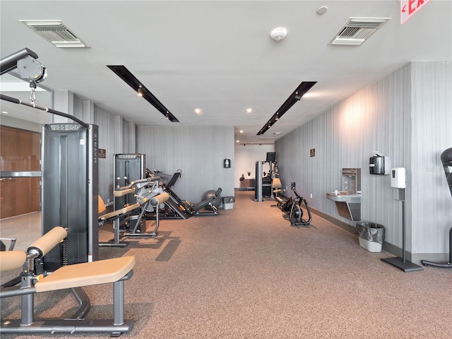 workout area featuring visible vents