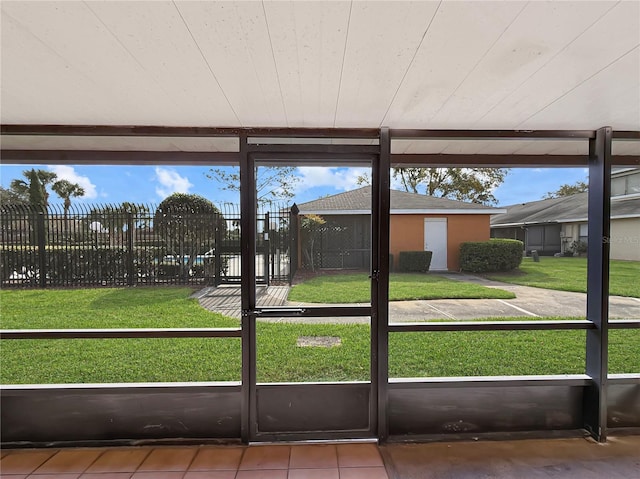 view of unfurnished sunroom