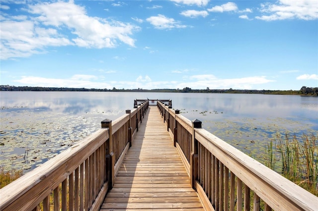 view of dock featuring a water view