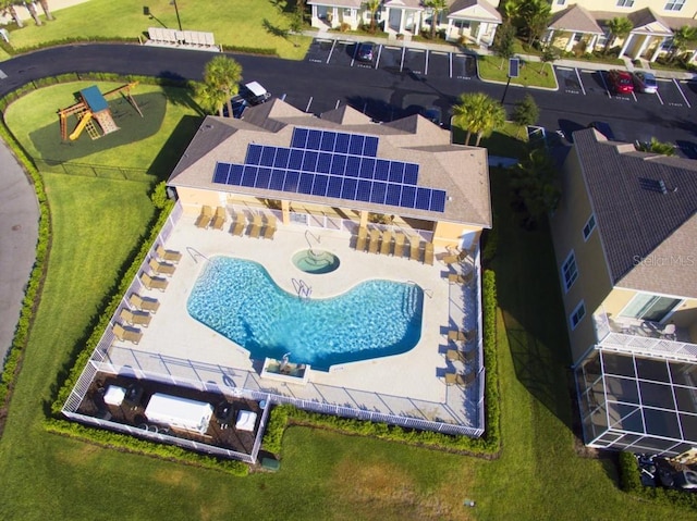 aerial view featuring a residential view