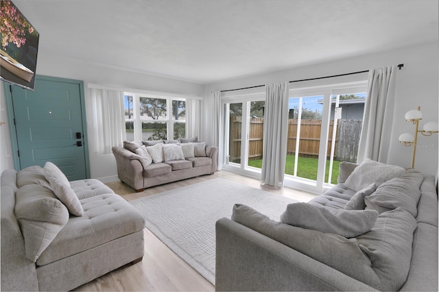 living area with light wood-style flooring