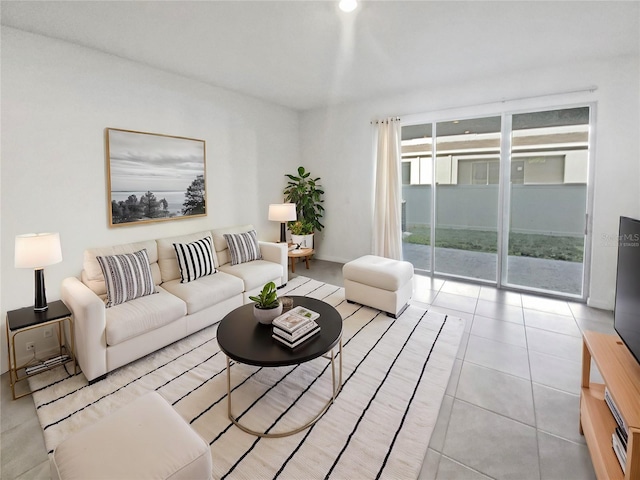 view of tiled living area