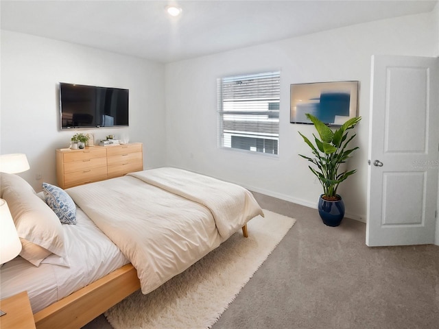 bedroom with baseboards and carpet flooring