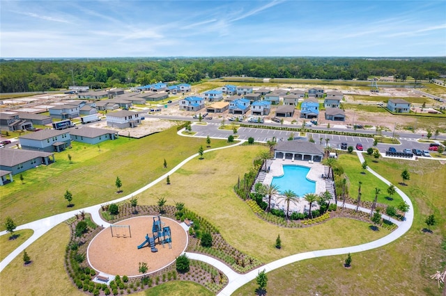 aerial view featuring a residential view