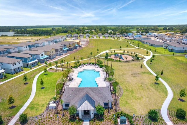 drone / aerial view with a residential view