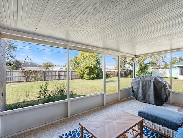 view of unfurnished sunroom