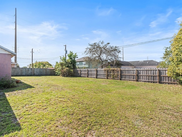 view of yard featuring a fenced backyard