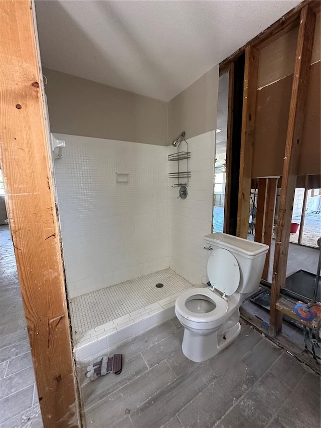 bathroom featuring a shower stall and toilet